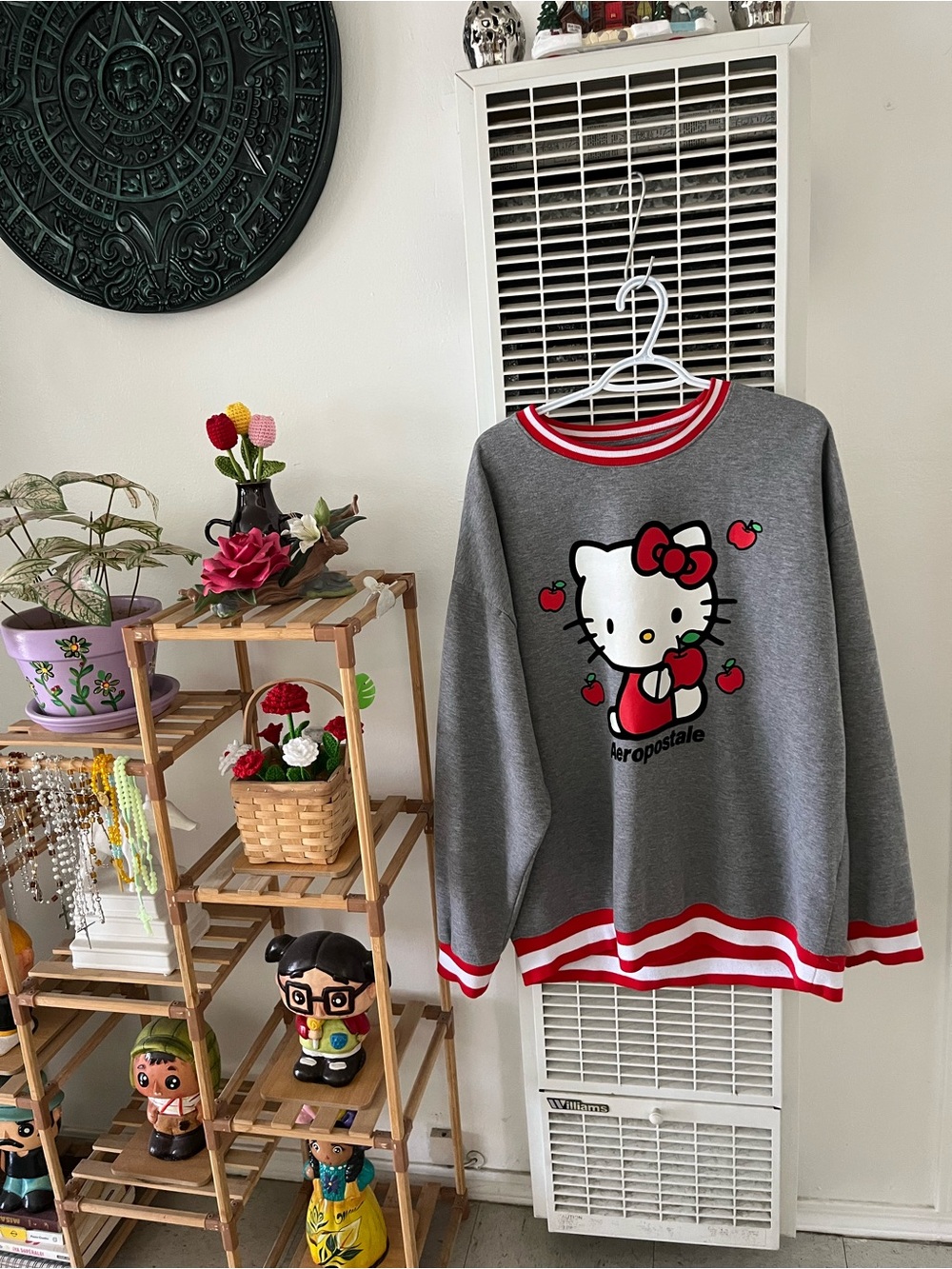 Aeropostale Gray Sweatshirt with Red Trim & Hello Kitty Graphic
